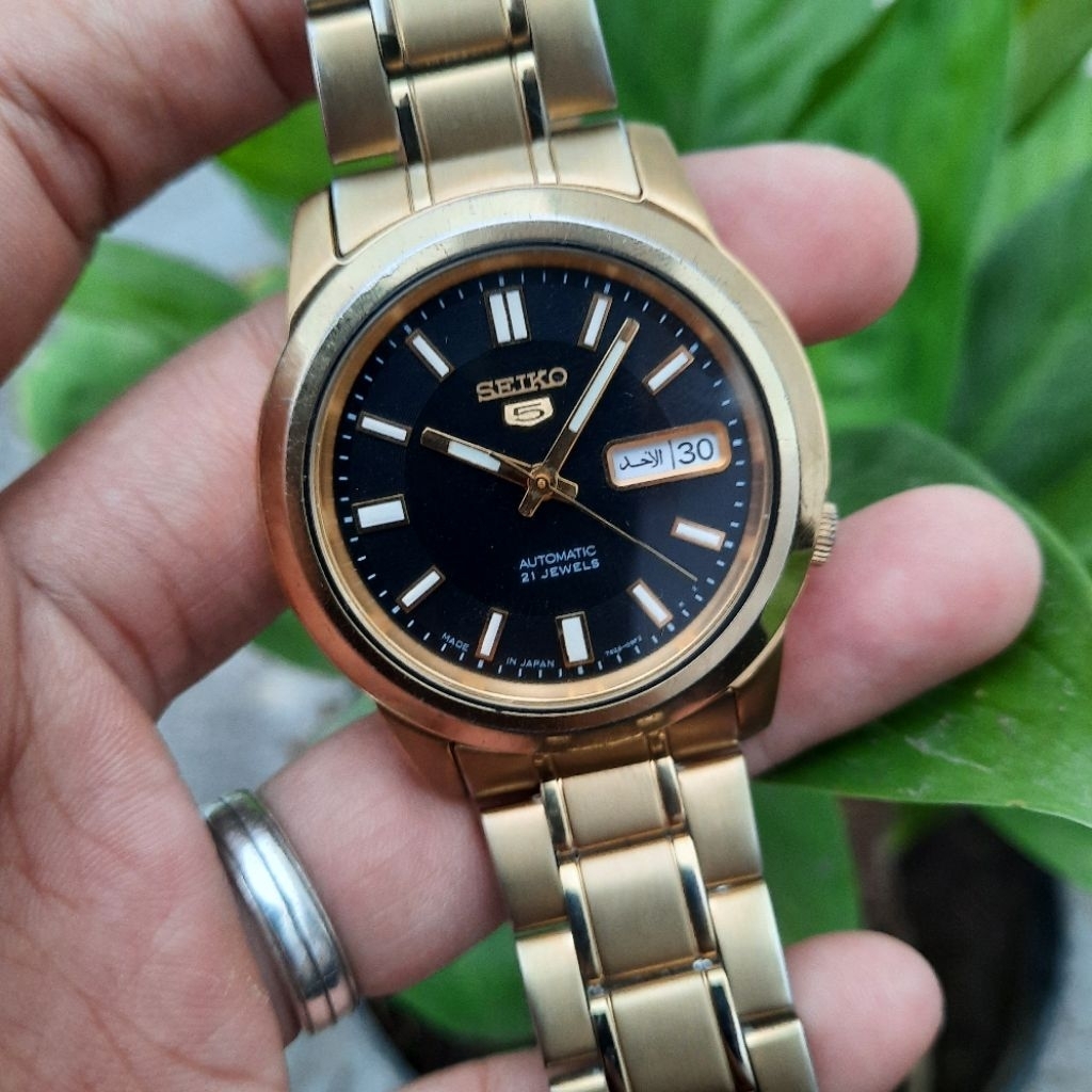 JDM  Seiko 5 Automatic SNKK22K1 Black Gold Elegan SNKK22 7S26-02W0