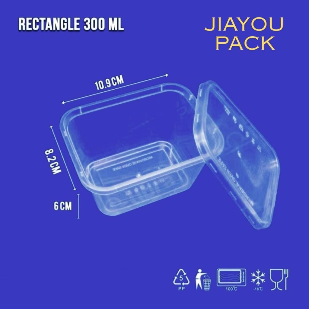 LIBRA 1 Pack = 25 Pcs Thinwall Rectangle 300 ML + Tutup / Kotak Makan Plastik / Food Container / Box