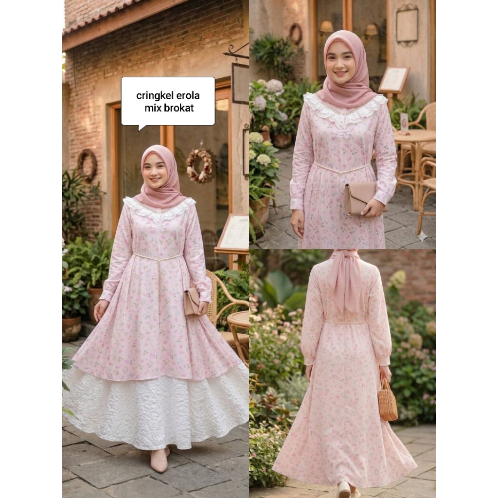 Gamis Wanita Mewah Elegant Gamis Cringkel Motif Gamis Brokat Fukoro Busui Frendly