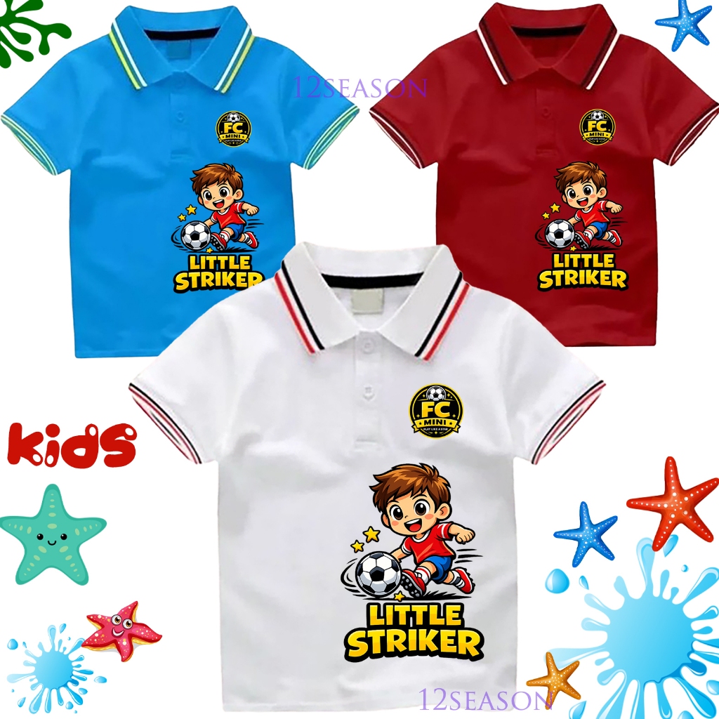Baju Kaos Polo Anak Laki Laki Bola LITTLE STRIKER Wangki Anak Perempuan Tshirt Kaos Kerah 3-10 Tahun