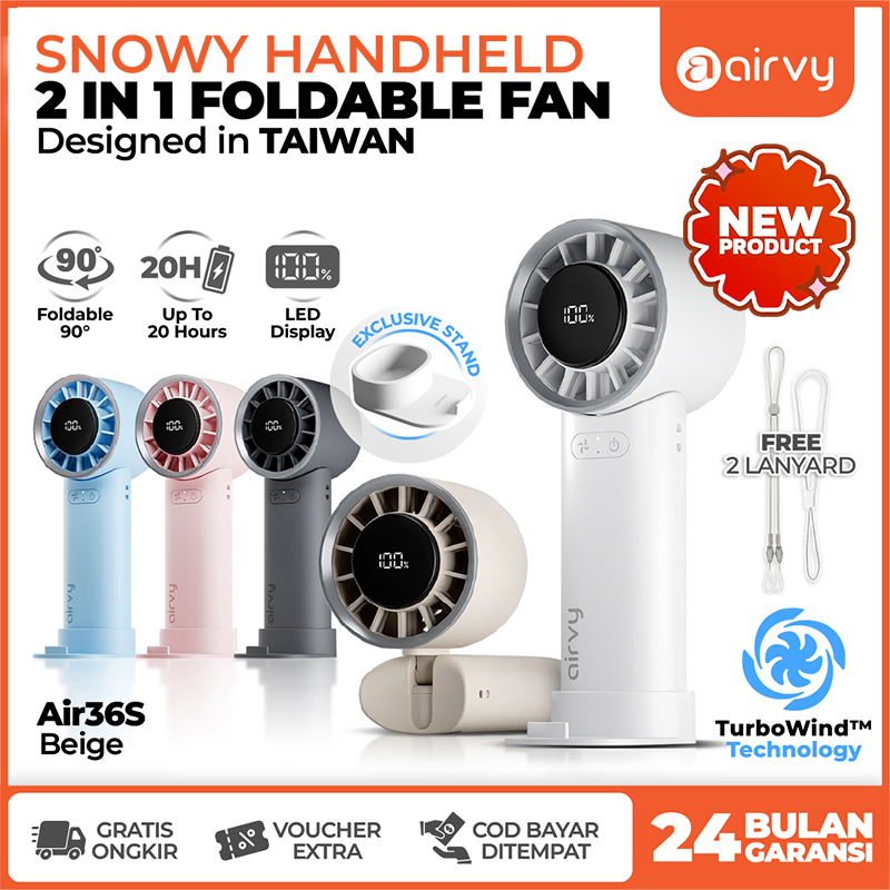 Kipas Angin Portable Fan Mini Kecil USB Genggam Turbo Wind High-Speed Lipat Cooling Handheld LED Dis