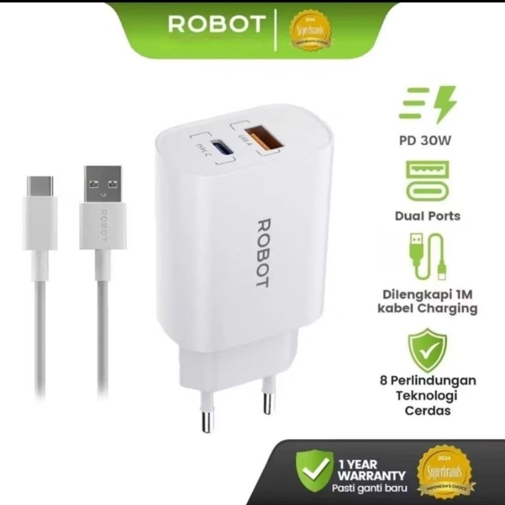 Adaptor Batok Kepala Charger Robot RT-UC2 30W Fast Charging Original Bergaransi RT UC2
