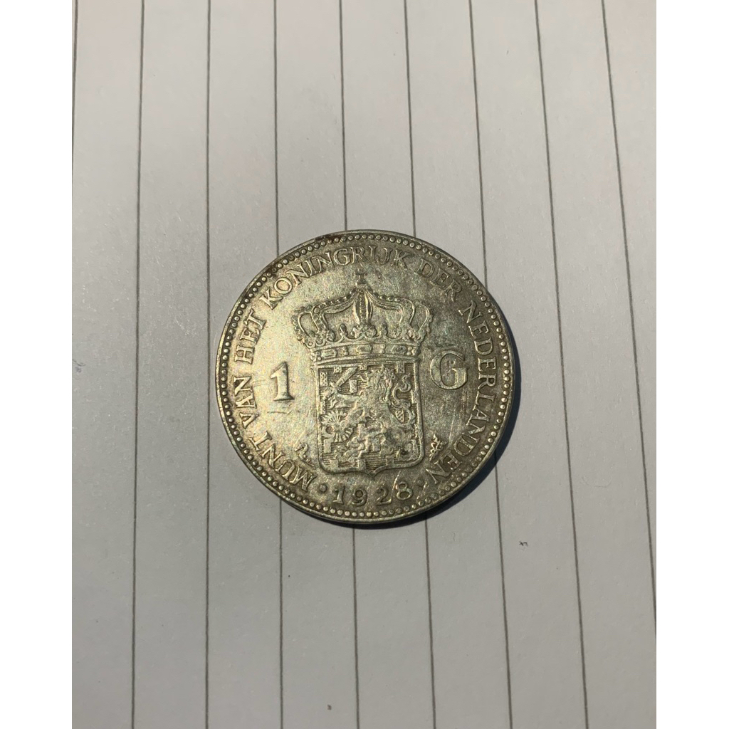 Koin Perak 1 Gulden 1928 Belanda Silver Asli | Ratu Wilhelmina