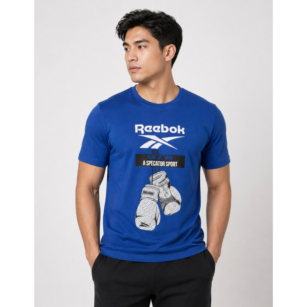 Kaos Pria Reebok Blue Tshirt Original
