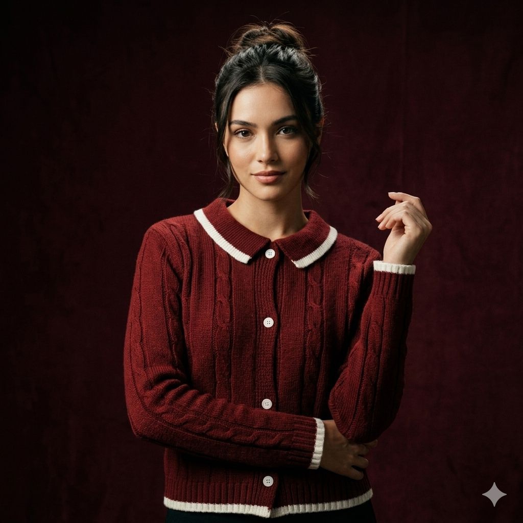 Atasan Baju Rajut Wanita Cardigan Cable Kancing - Cardigan Perempuan
