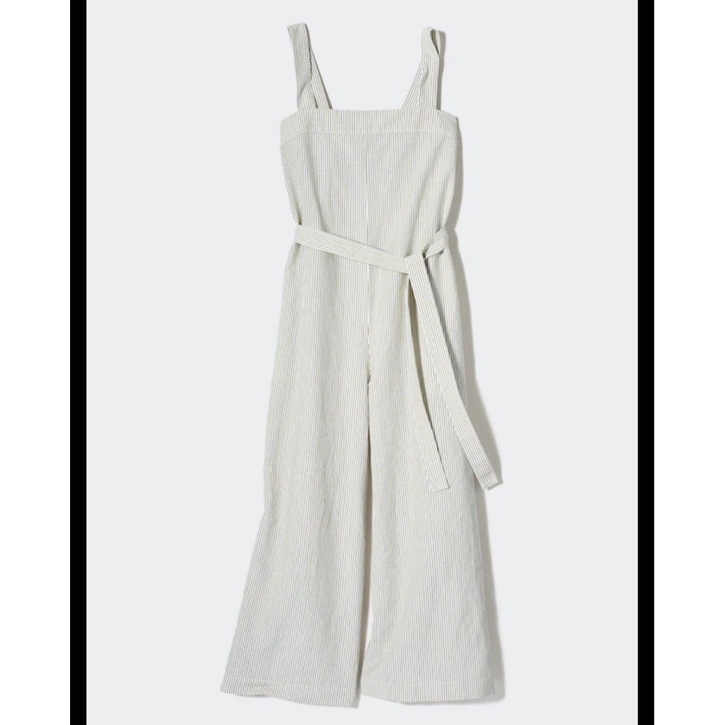 Linen Blend Jumpsuit (Stripe) Uniqlo