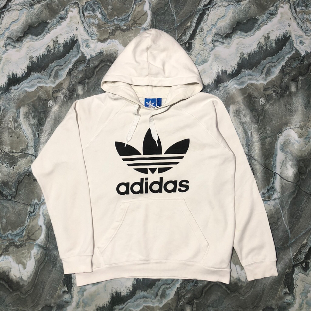 jacket hoodie adidas trefoil 3foil white big logo