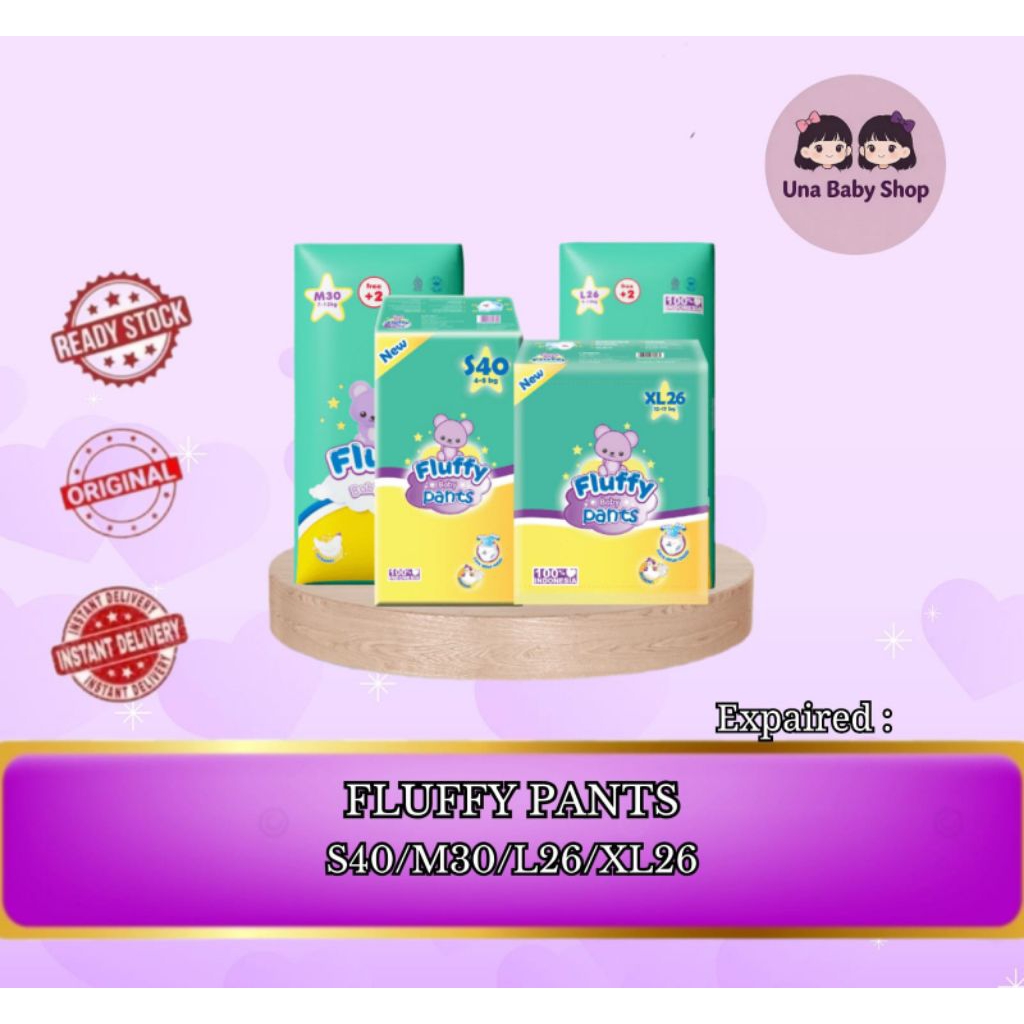 PAMPERS FLUFFY PANTS S40/M30/L26/XL26 POPOK SEKALI PAKAI