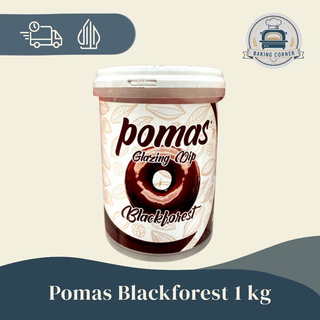 POMAS GLAZE BLACKFOREST 1 KG COKLAT CHERRY TOPPING DONAT PISANG NUGGET CAKE SIAP PAKAI HASIL MENGKIL