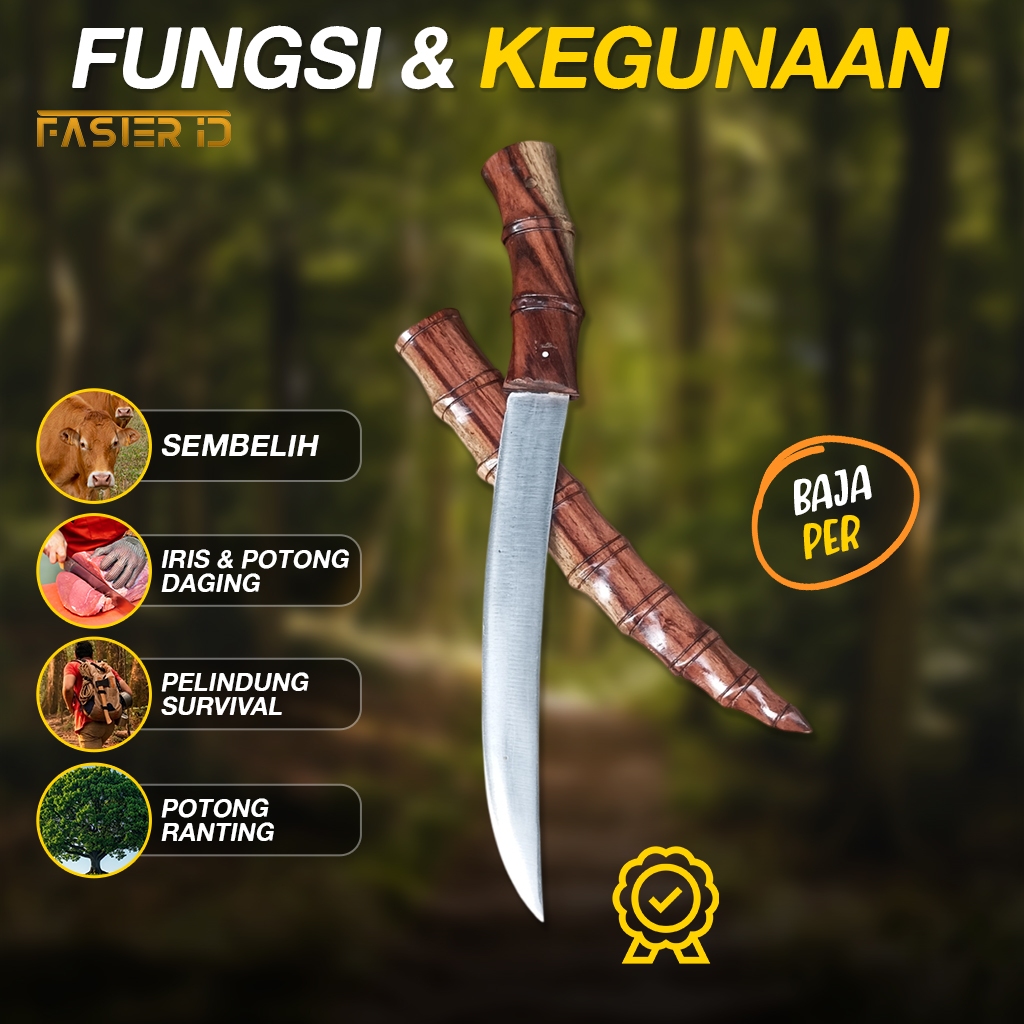 Pisau Golokk Qurban | Golsem Zambia Tribal Bahan Baja Per Sup9 30cm