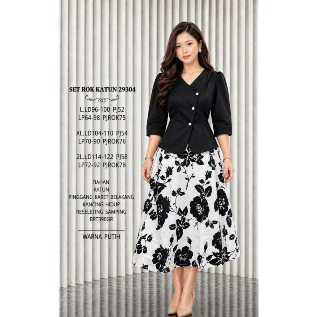 SET ROK WANITA DEWASA 29304 BAHAN KATUN TERSEDIA UKURAN STANDAR DAN JUMBO