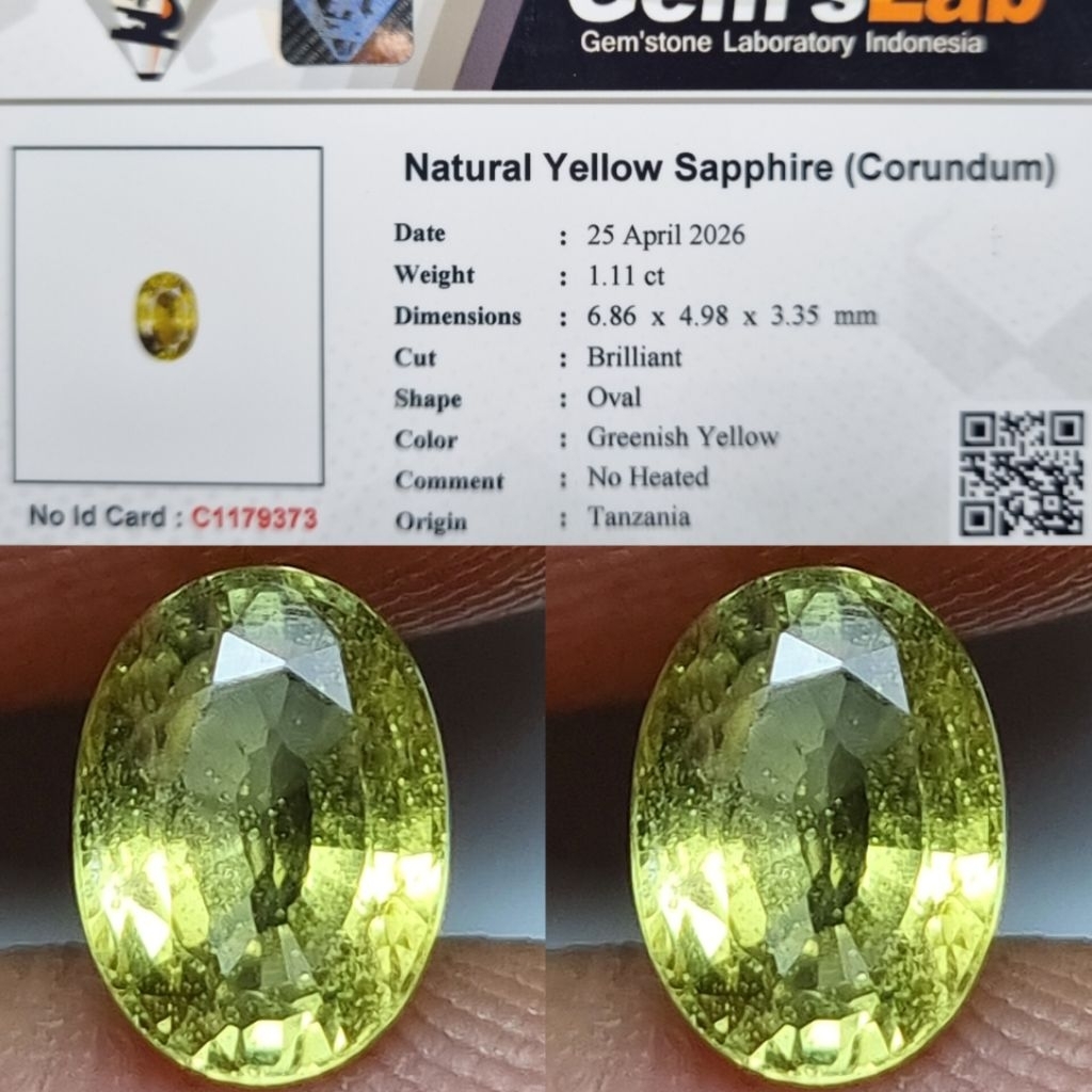 Natural Yellow Sapphire 1.11 Crt No Heated Tanzania