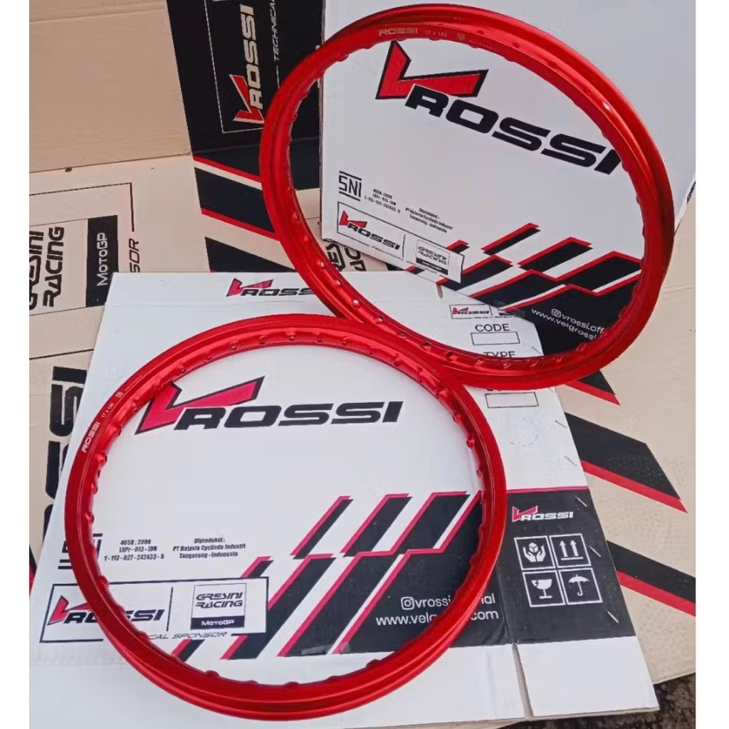 VELG ROSSI WM WARNA MERAH RED RING17 UKURAN 120 140 160 185 ORIGINAL V ROSSI 100%