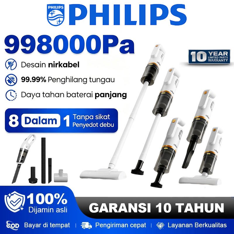 PHILIPS 8 IN 1 980000Pa Vacum Cleaner Penyedot Debu /Handheld Portable/Pengisian USB