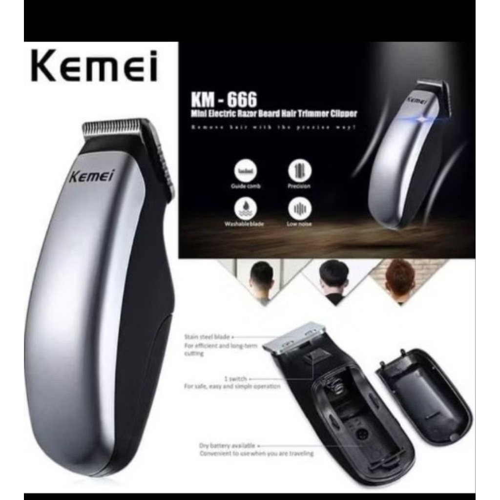 Mesin Cukur Rambut Mini Alat Cukur Kumis Jenggot Kemei 666