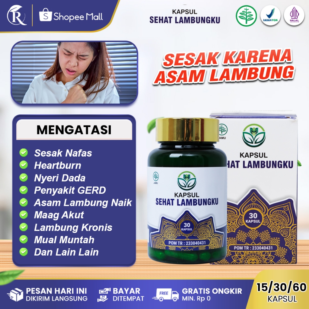 KAPSUL SEHAT LAMBUNGKU Obat Sesak Nafas Karena Sulit Bernapas Panas Dada Sesak Asam Lambung Gerd Kro