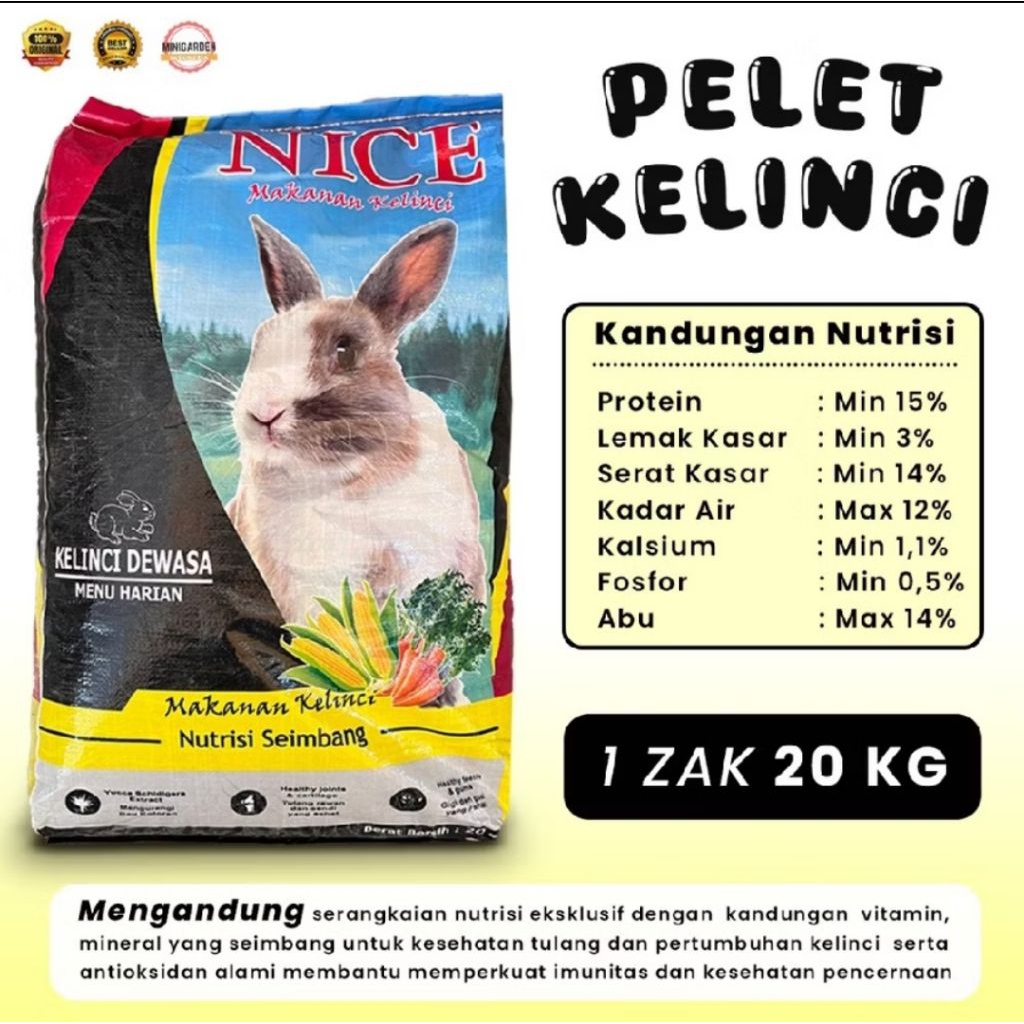 NICE makanan pelet kelinci 1kg repack