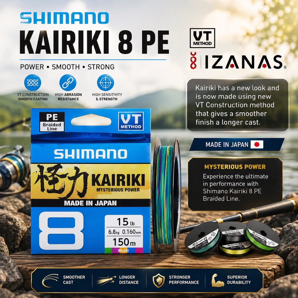 Tali PE Shimano Kairiki SX8 150M (GREEN GRAY YELLOW MULTICOLOR)
