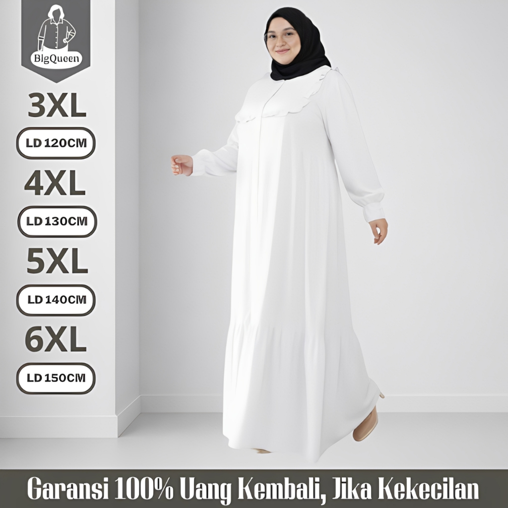 Gamis Dress Big Size LD 120 130 140 150 Baju Lebaran Jumbo Crinkle Premium