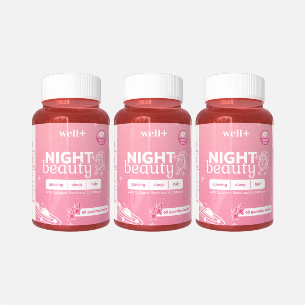 Well+ Night Beauty Gummies 60 Butir – Suplemen Kecantikan Malam untuk Kulit, Rambut & Tidur