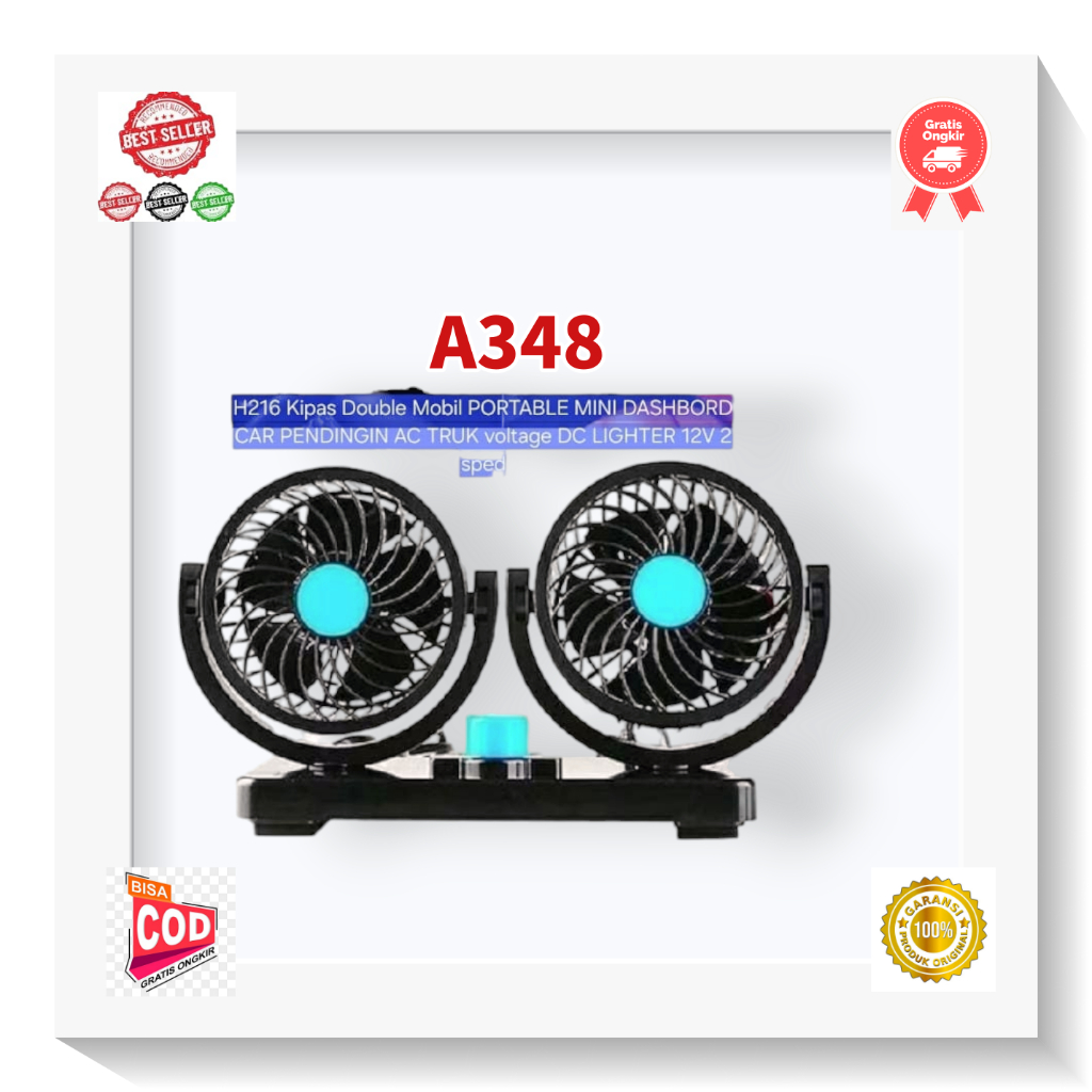 A348 KIPAS PORTABLE MINI DASHBORD CAR PENDINGIN AC TRUK H216 Kipas Double Mobil voltage DC LIGHTER 1