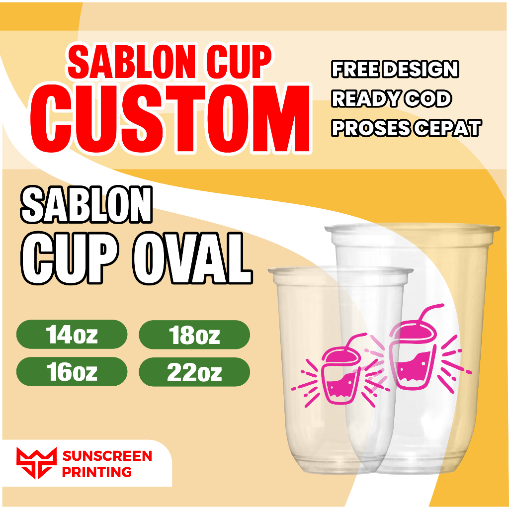 Sablon Cup Custom Cup Oval - Sunscreen Printing