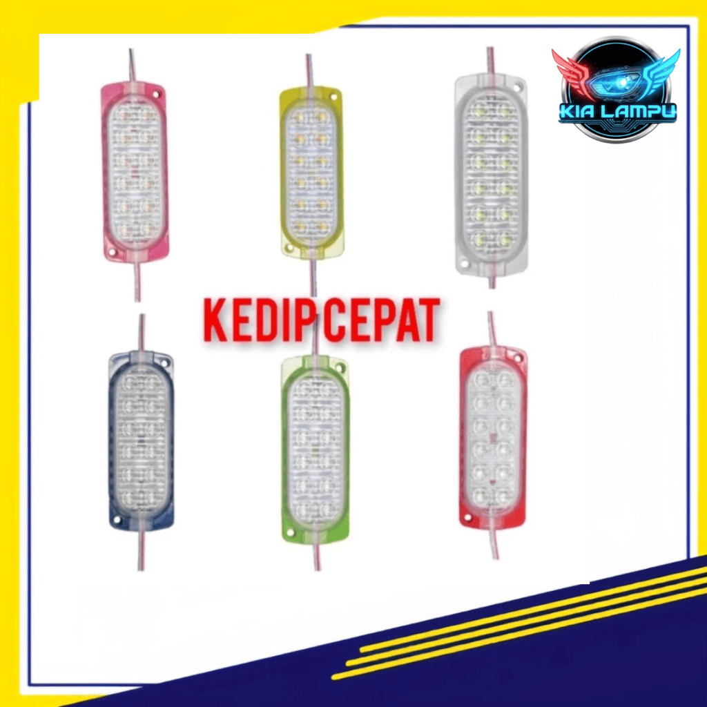 Lampu LED Modul 12 Mata Ultrasonik 12V - 24V Nyala Kedip Strobo Variasi Mobil Truk Bus Box Kontainer