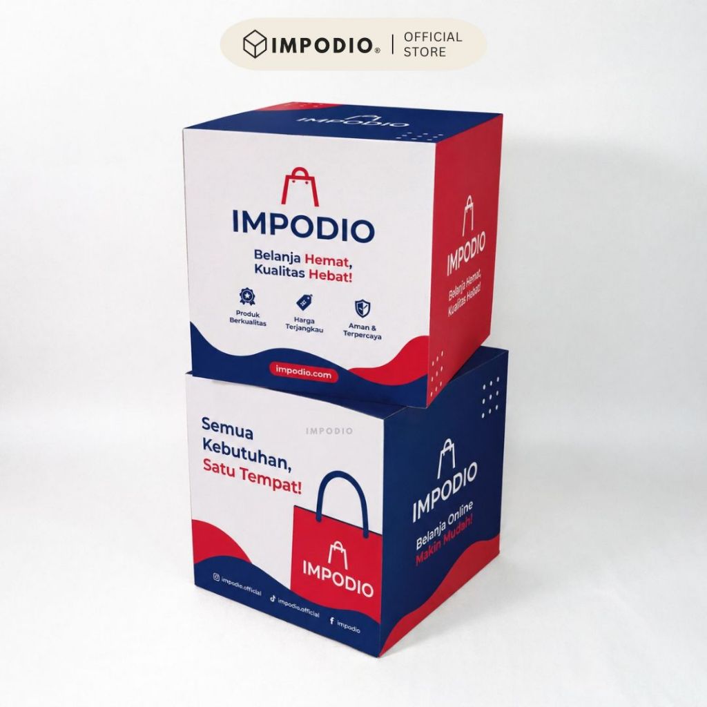 IMPODIO Podium Box Custom Branding 50x50x50 cm – Kubus Display Printing Sticker - Box Display Produk