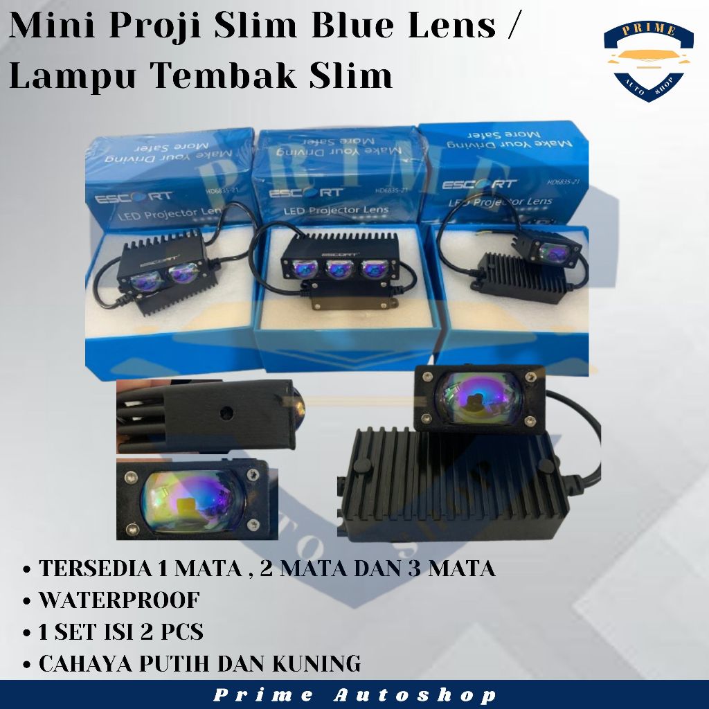 Lampu Tembak Mini Projector Laser Slim Blue Lens / Mini Projector Slim Waterproof