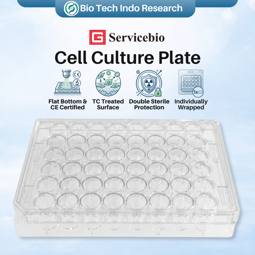 Cell Culture Plate Steril TC Treated Servicebio 6 12 24 48 Well - Alat Laboratorium Kultur Sel