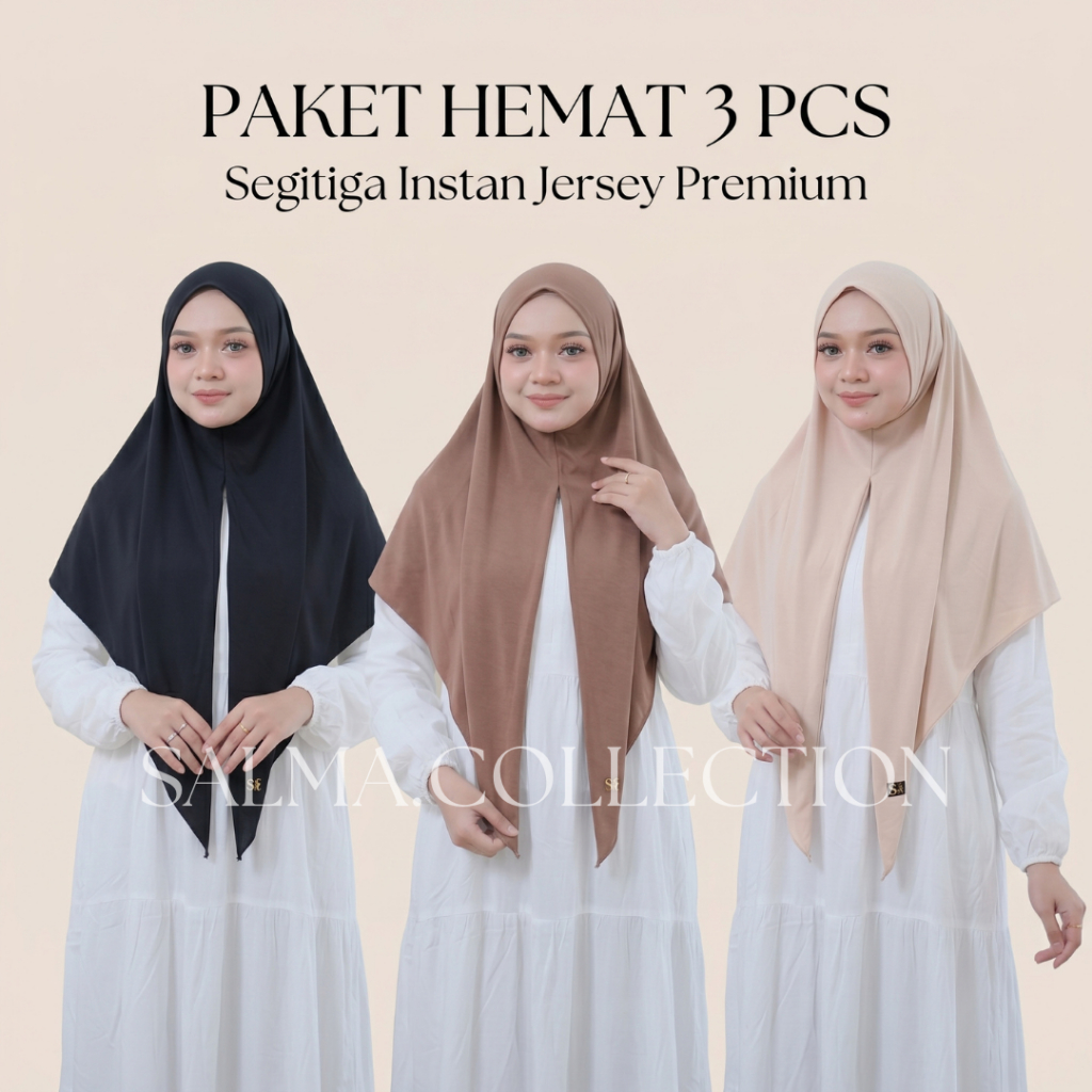 Salma Collection | Beli 3 Lebih Hemat Segitiga Instan Jersey Premium