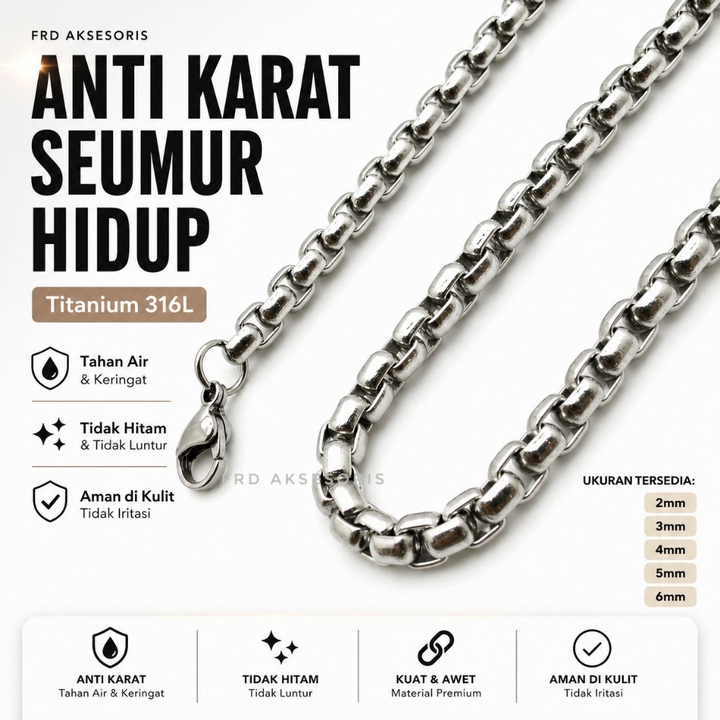 Kalung Pria Rantai Titanium Besar Model Rantai Tebal