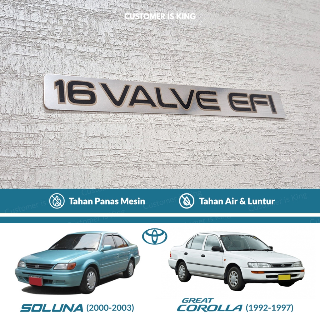 Stiker Mesin 16 VALVE EFI Untuk Mobil Toyota Soluna & Great Corolla