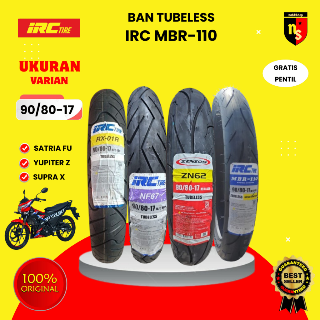BAN IRC MBR-110 RING 17 90/80 TUBELESS Free Pentil