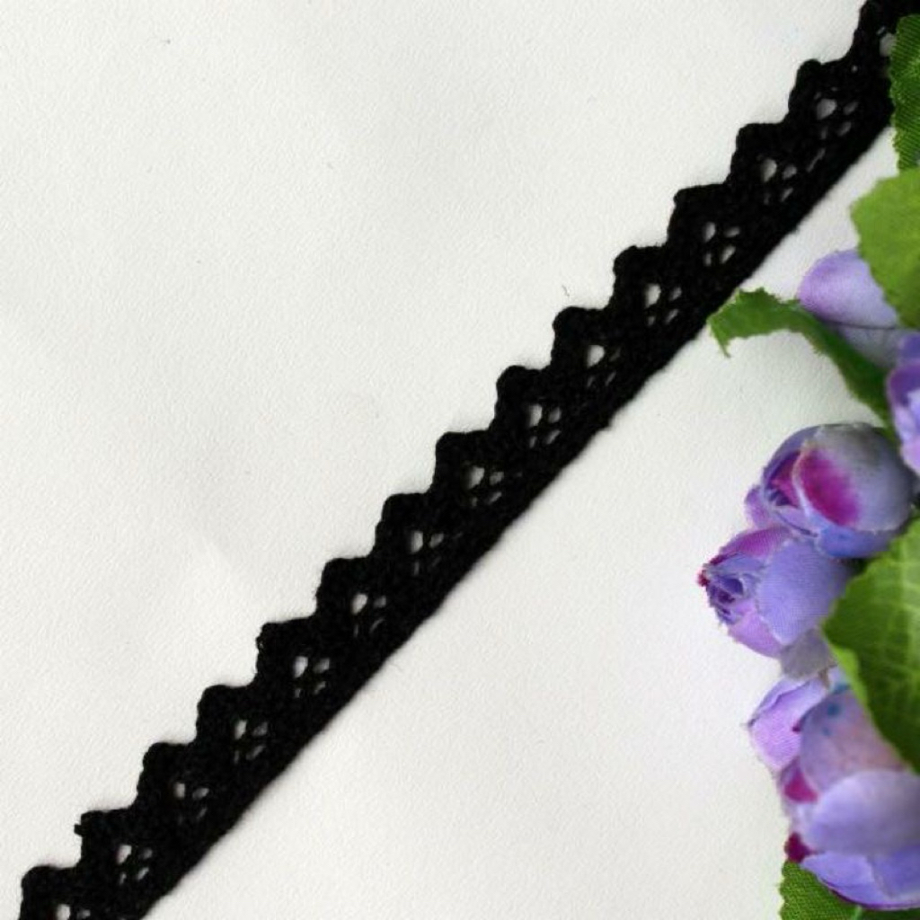 per rol 15 yard,renda rajut warna  hitam lebar 1.5cm