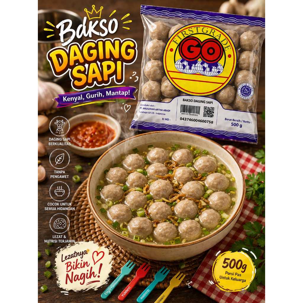 [FROZEN FOOD GO] BAKSO IKAN DAGING SAPI ISI 50 (500GR) MAKANAN INSTAN SOSIS/NUGGET BPOM HALAL