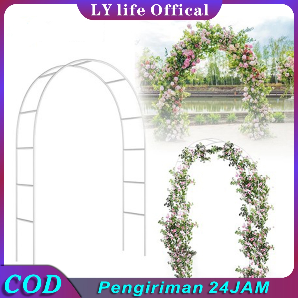 Pergola Besi Dekorasi 2leyer Besi Lengkung Dekorasi 2,4m X 1,4m Gapura Pintu Masuk Dekorasi Dekorasi