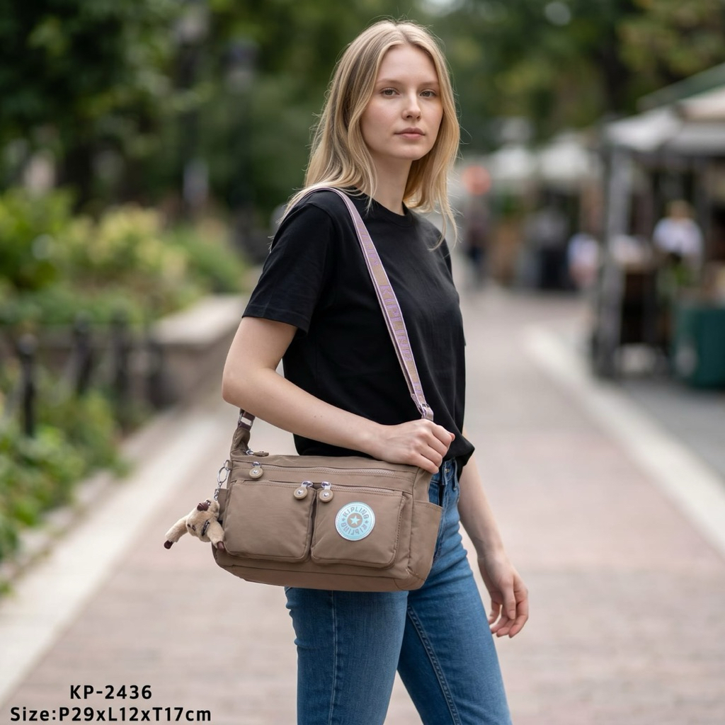 Tas Selempang KP 2436 logo rainbow limited edition bahan nilon waterproof