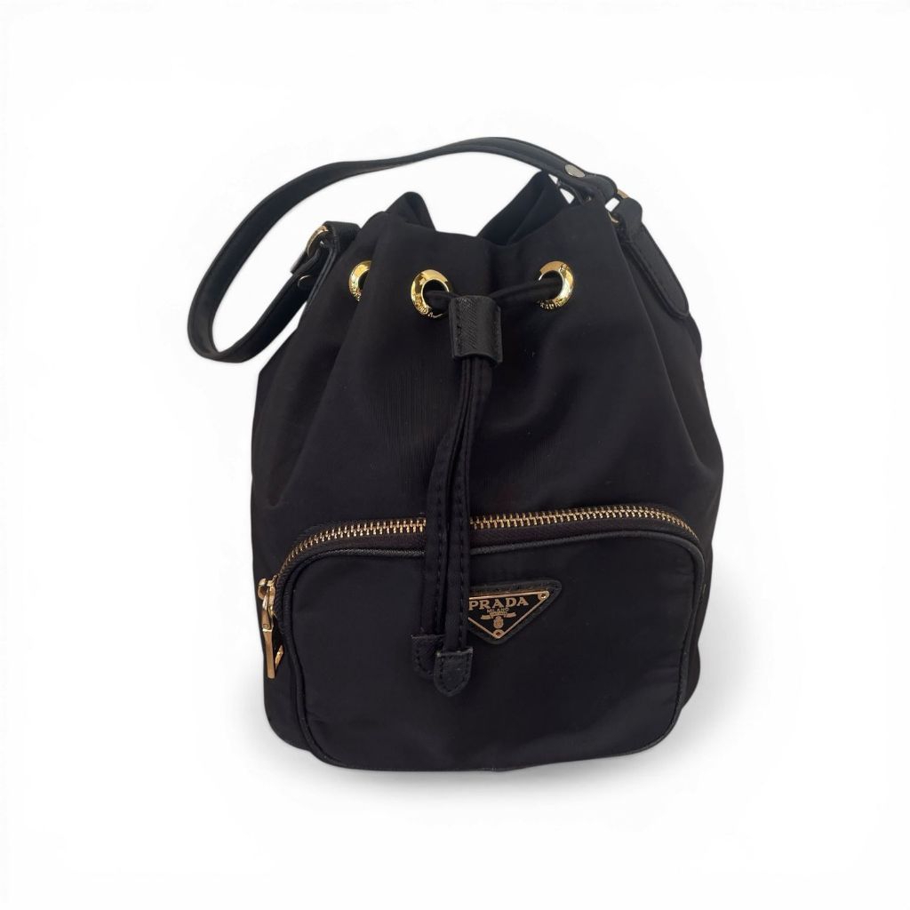 tas prada nylon re-duet mini bucket bag