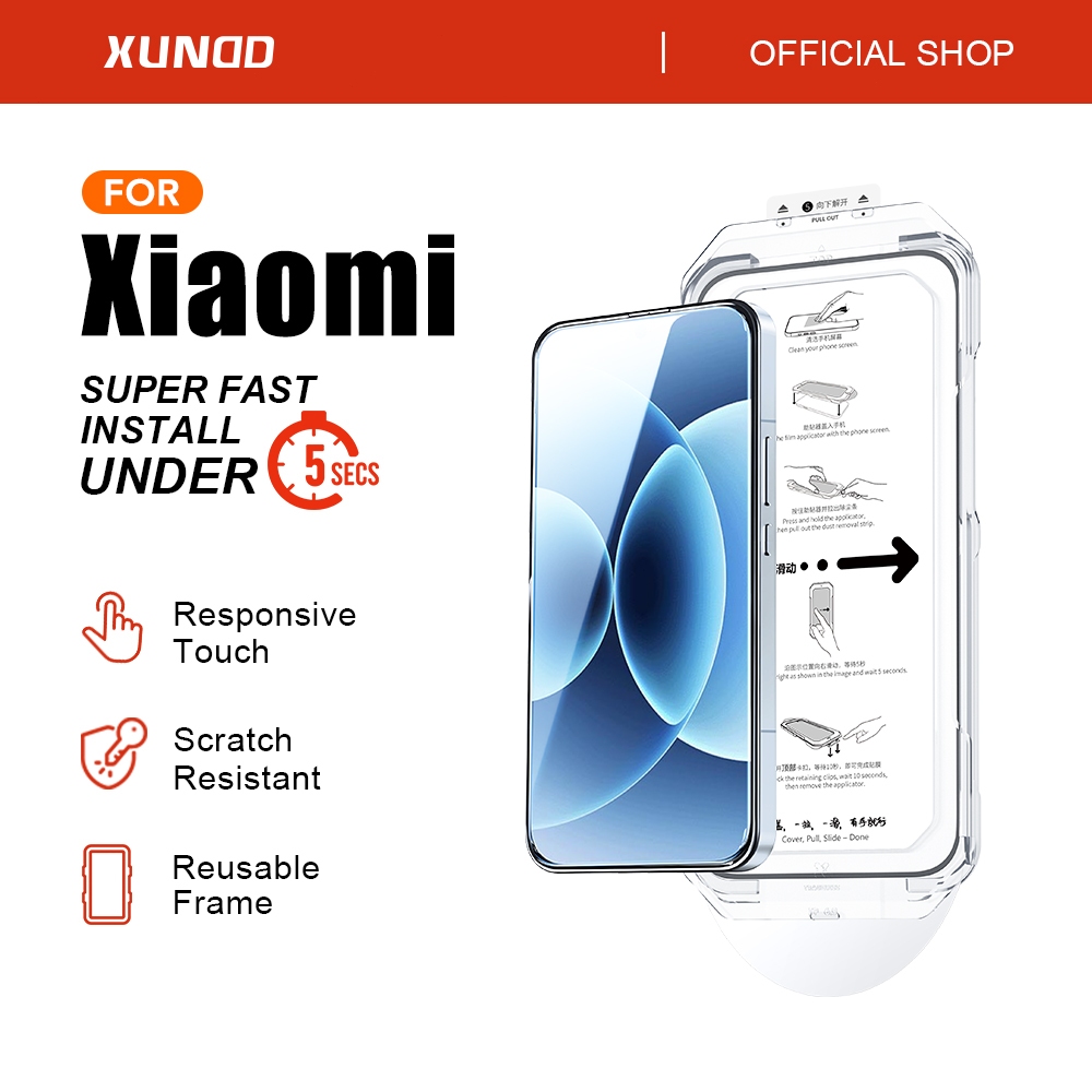 XUNDD Quick-Fit Install Tempered Glass Untuk Xiaomi 14T 14T Pro Dust-Free Installation-XDTG-004
