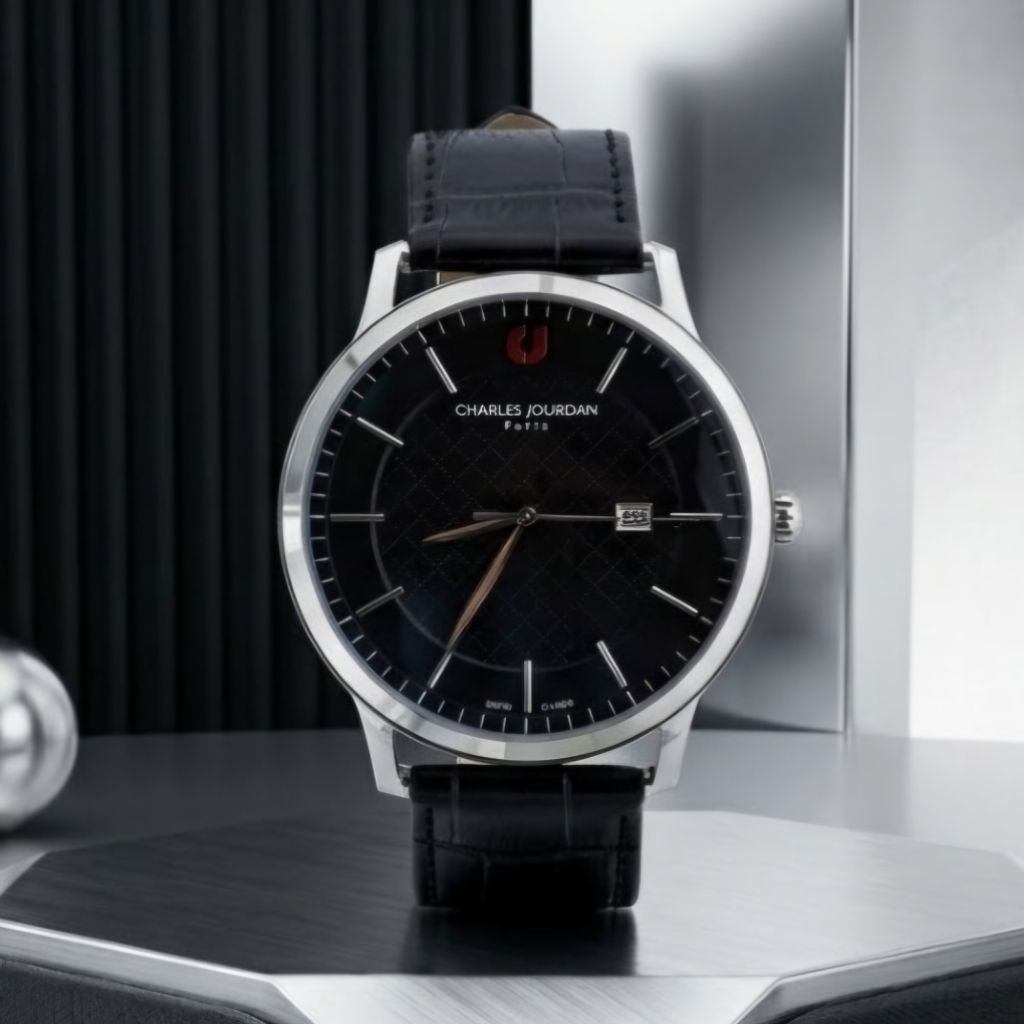 CHARLES JOURDAN CJ1085-1332 BLACK SILVER Cowok original