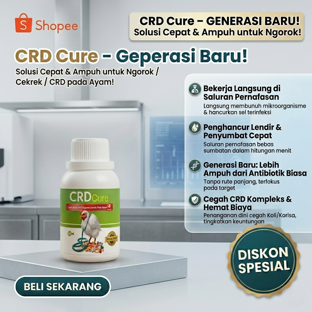 CRD Cure Obat Ayam Ngorok CRD Snot Pilek Flu Radang Tenggorokan Redakan Lendir Nafas Lega Percepat P