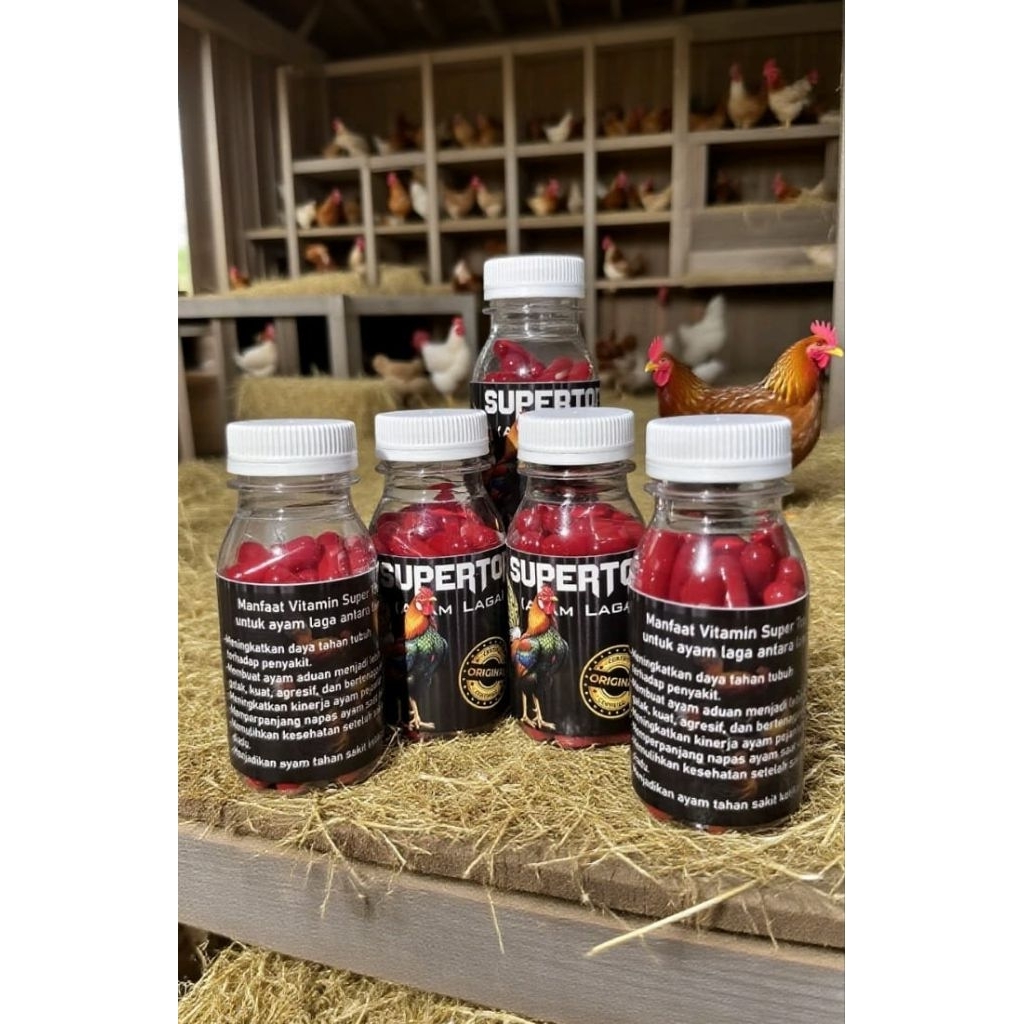 SUPERTOP VVIP Jamu Doping Ayam Laga Meningkatkan Daya Tahan Tubuh & Kinerja Ayam Pejantan Obat Hewan