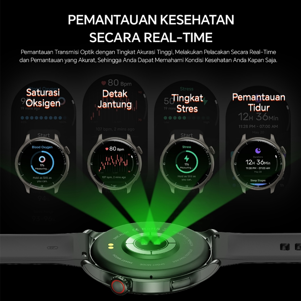 BEST SALE Citijungle Smartwatch GPS SE Layar AMOLED 1.43" Tahan Air 3ATM Bluetooth 5.3 Kompas &