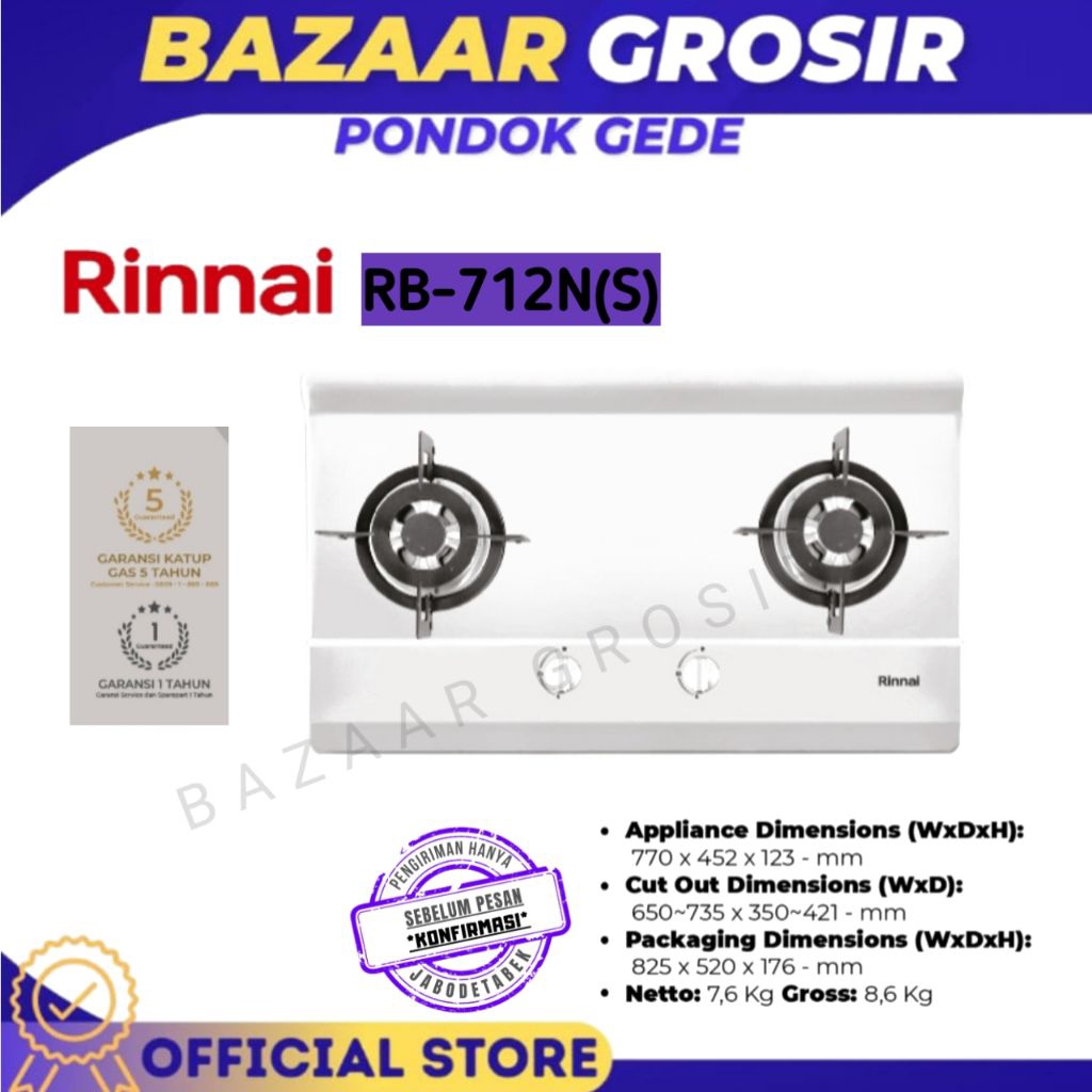 KOMPOR TANAM RINNAI RB712N(S) / RB712N(S)