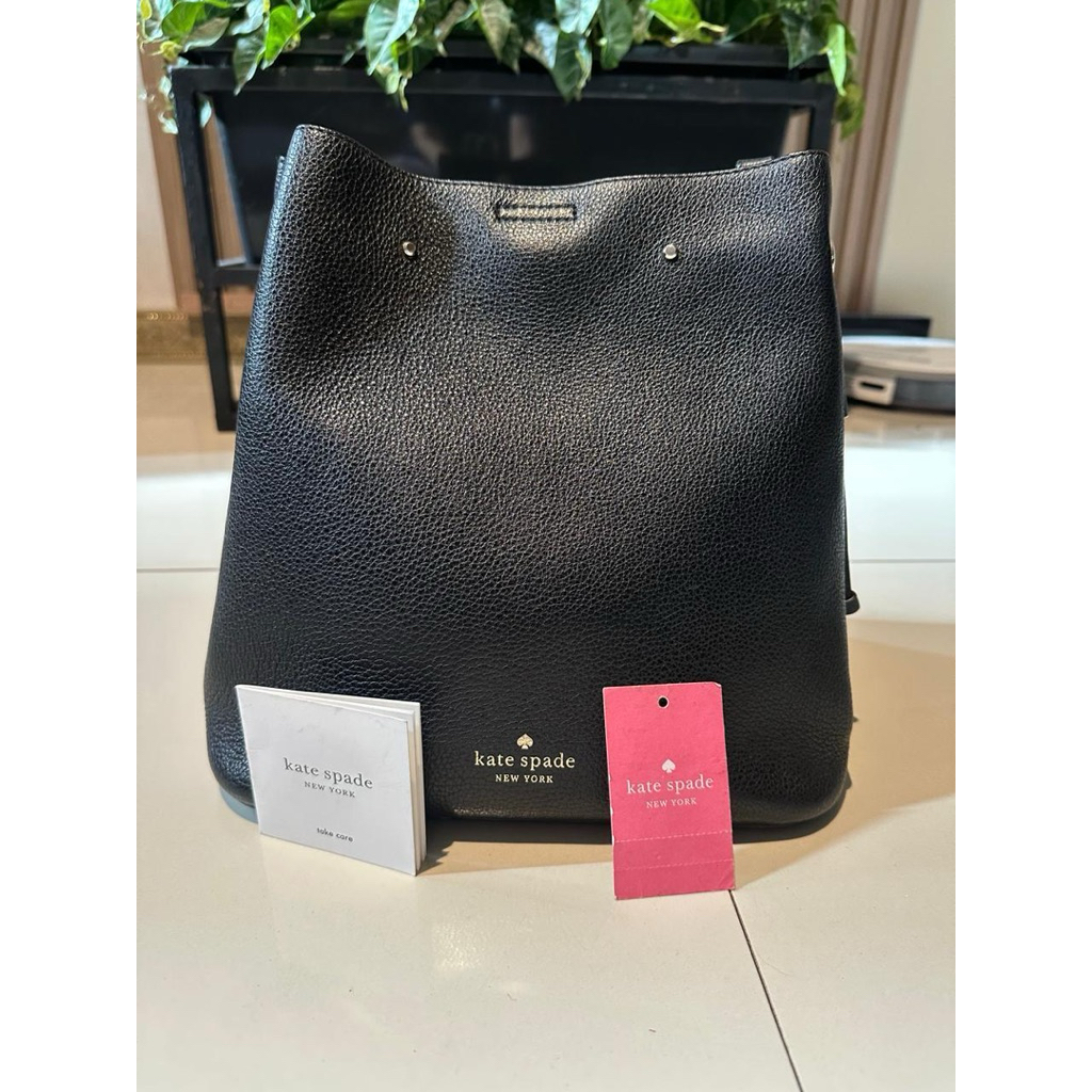 Kate Spade MARTI BLACK Large bucket sling shoulder bag Authentic