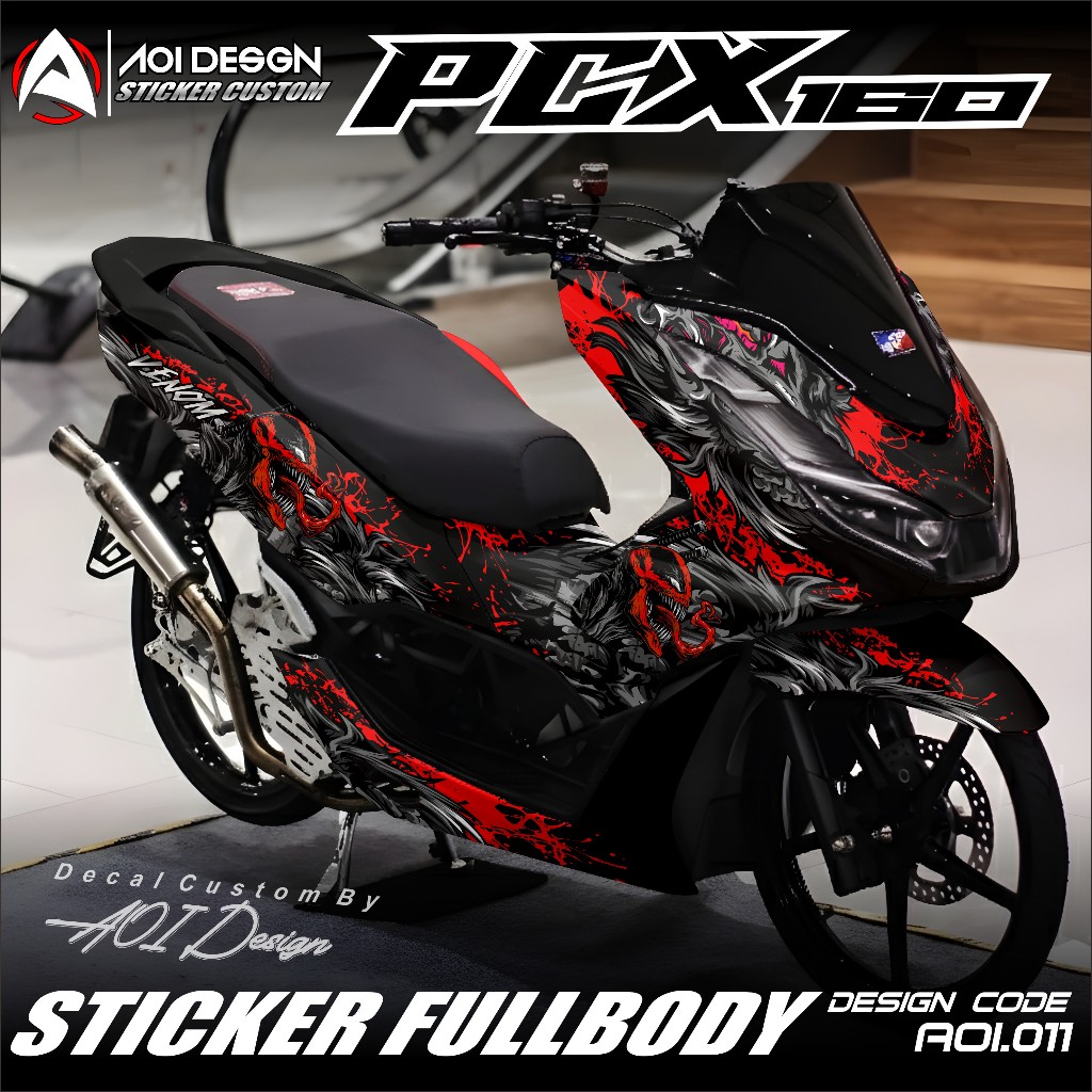 Decal Stiker PCX 160 VARIASI Desain VENOM - Sticker PCX 160 2021 2022 2023 2024 Full Body