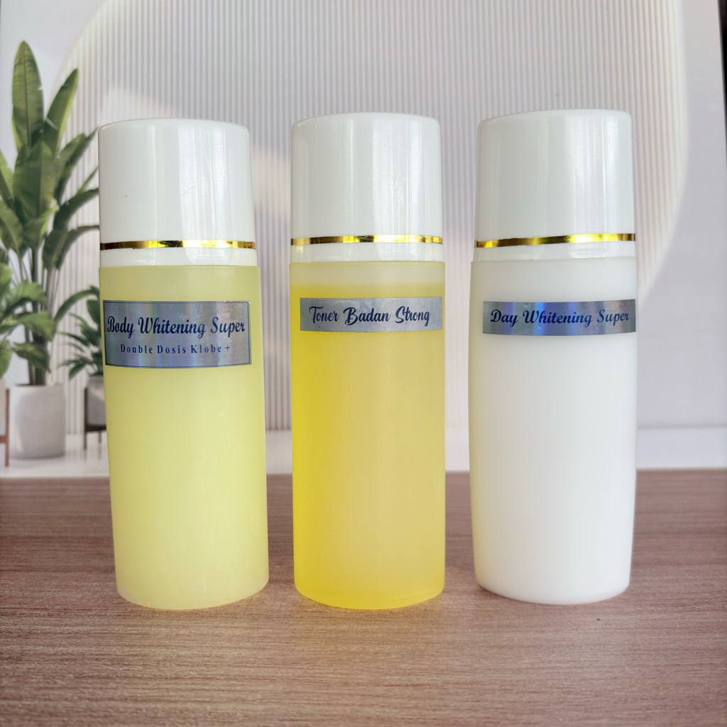 PAKET COMBO [ 3 BOTOL ] HB DOUBLE DOSIS KLOBE+ LOTION MALAM | LOTION SIANG | TONER STRONG ORIGINAL