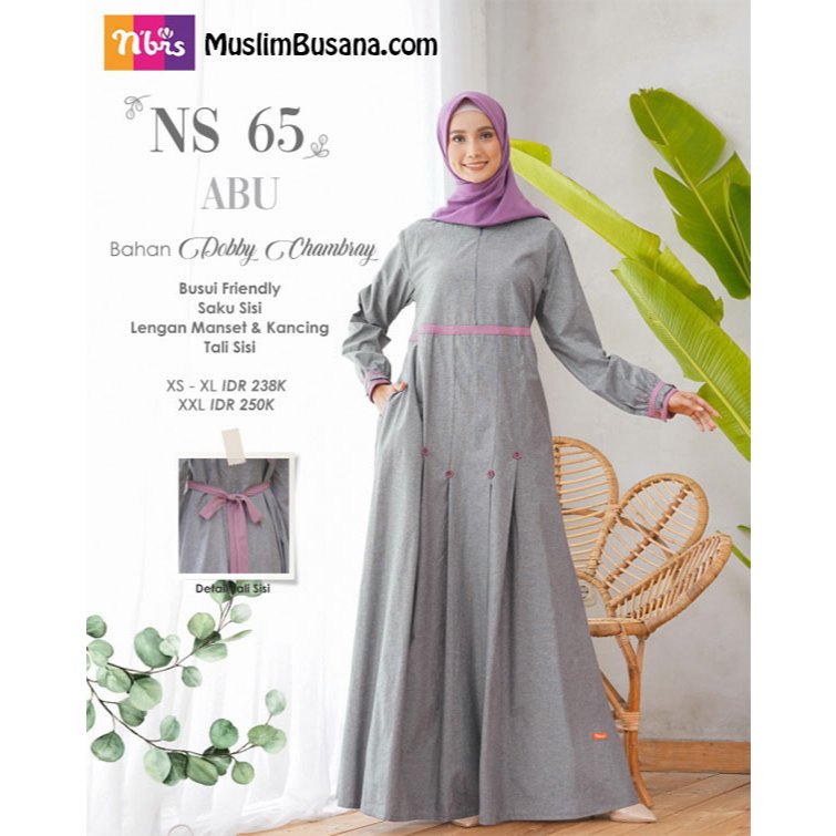 DISKON NIBRAS BAJU GAMIS DEWASA NS 65 ABU FASHION MUSLIM