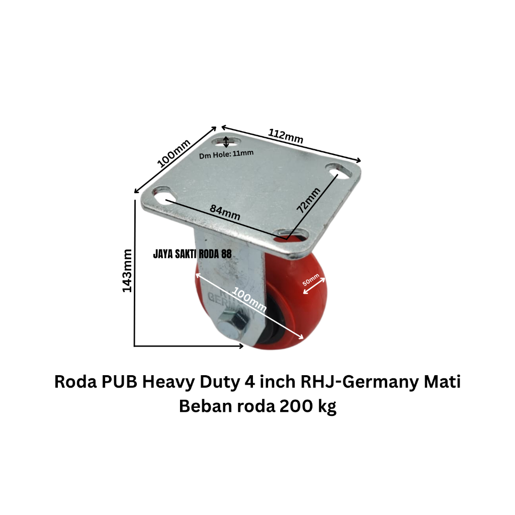 Roda 4 inch PUB RHJ-TW Germany Heavy Duty Mati, Beban Roda 200kg